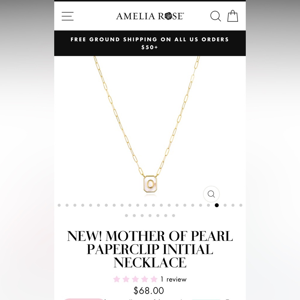 Gold Mother of Pearl Paperclip Initial Necklace - Picture 5 of 6